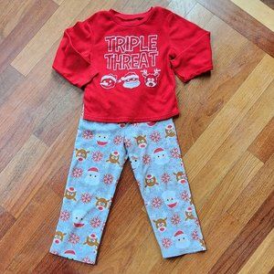Stay Up Late "Triple Threat" 2-Piece Christmas Pajamas Size 6